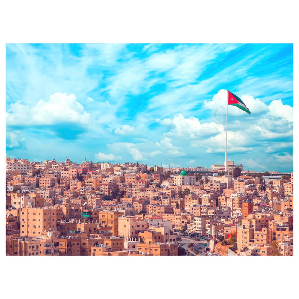 Amman City with Jordan Flag Poster