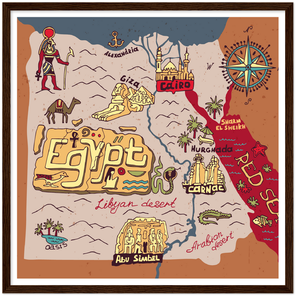 Illustrated Landmarks Map of Egypt Poster
