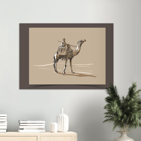 Camel Rider Alone in Desert Poster