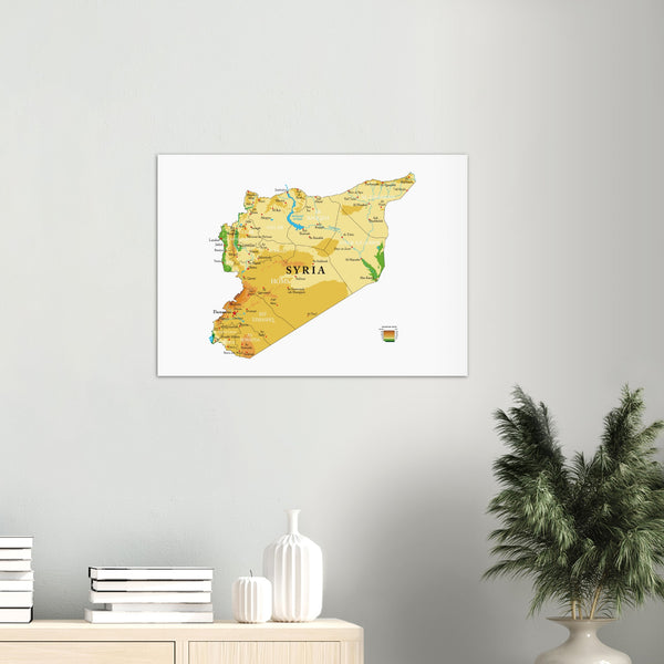 Syria Physical Map Poster