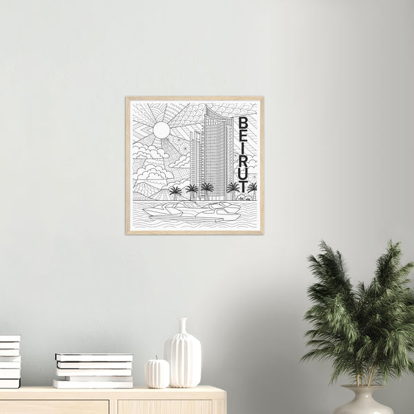 Beirut Cityscape in Lines Poster