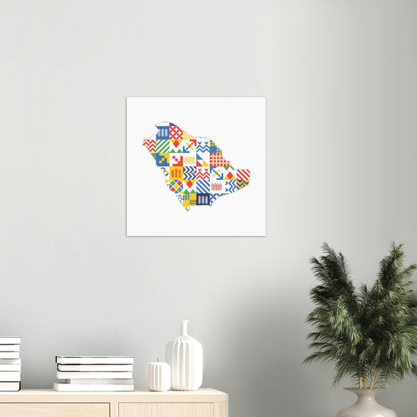 Saudi Arabia Motif Map Poster
