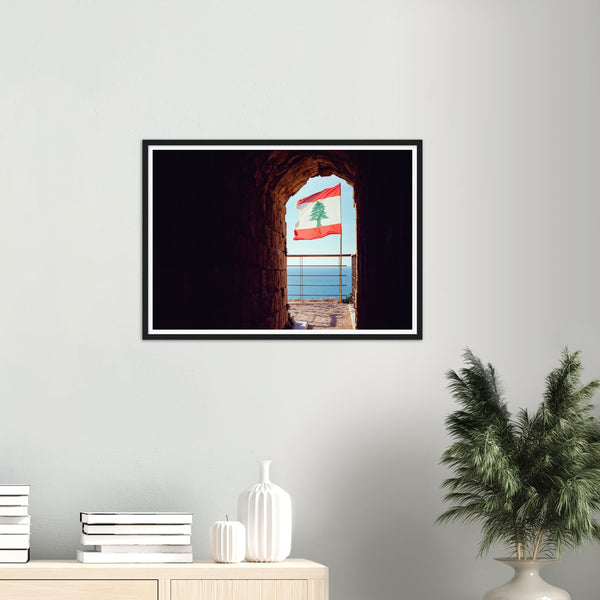 Lebanon Flag at the Byblos Fortress Poster