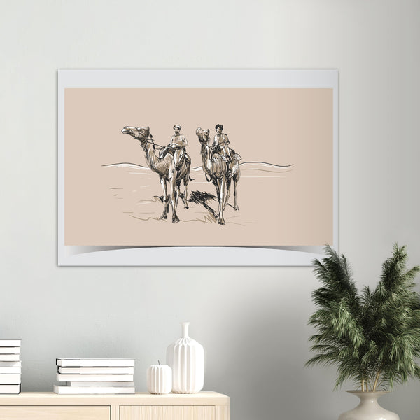 Camel Riders in Desert Poster