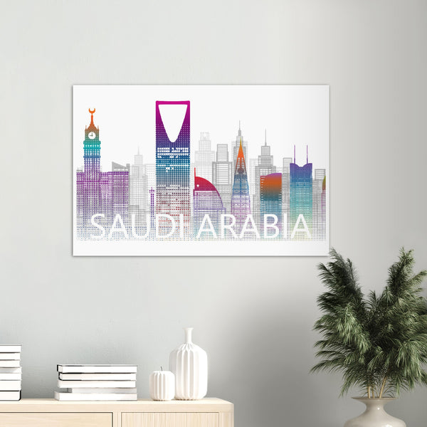 Saudi Arabia Halftone Silhouette Poster