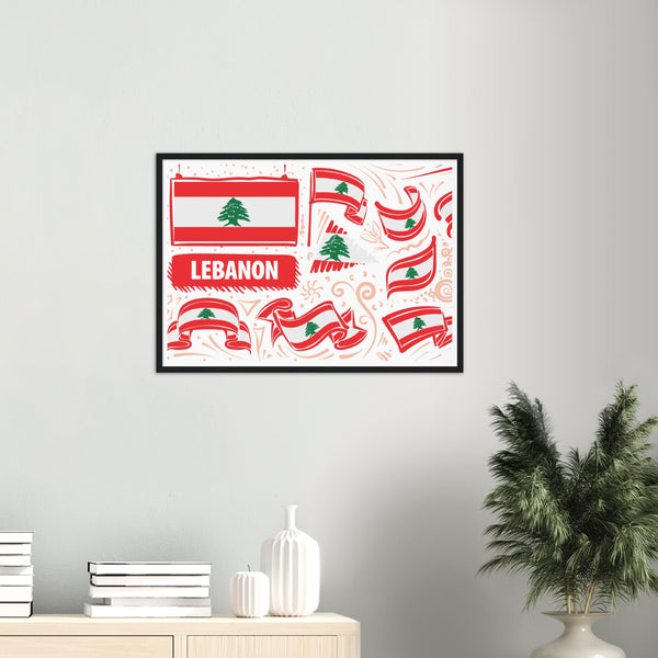 Lebanon Flag in Various Designs Illustration Poster