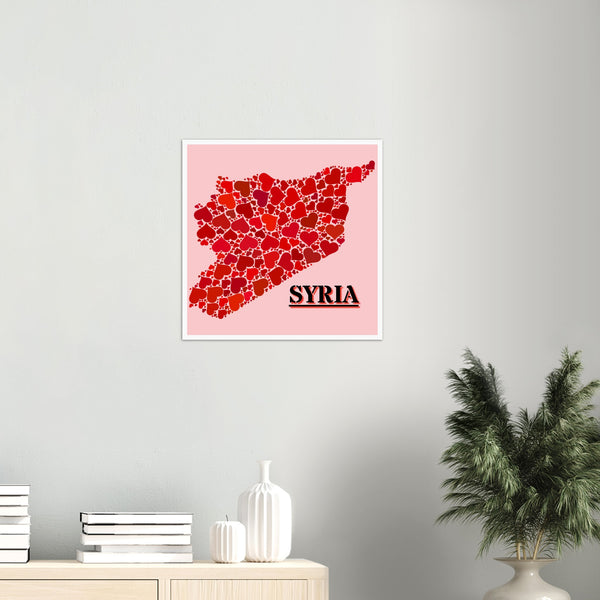 Syria Map of Hearts Poster