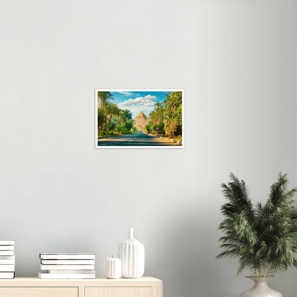 Road in Giza to the pyramids in Egypt Poster