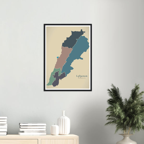 Lebanon Map with Governorates Poster