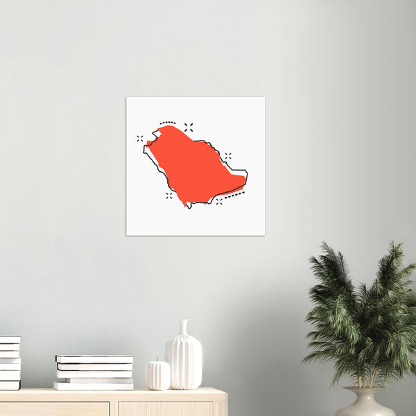 Saudi Orange Map Poster